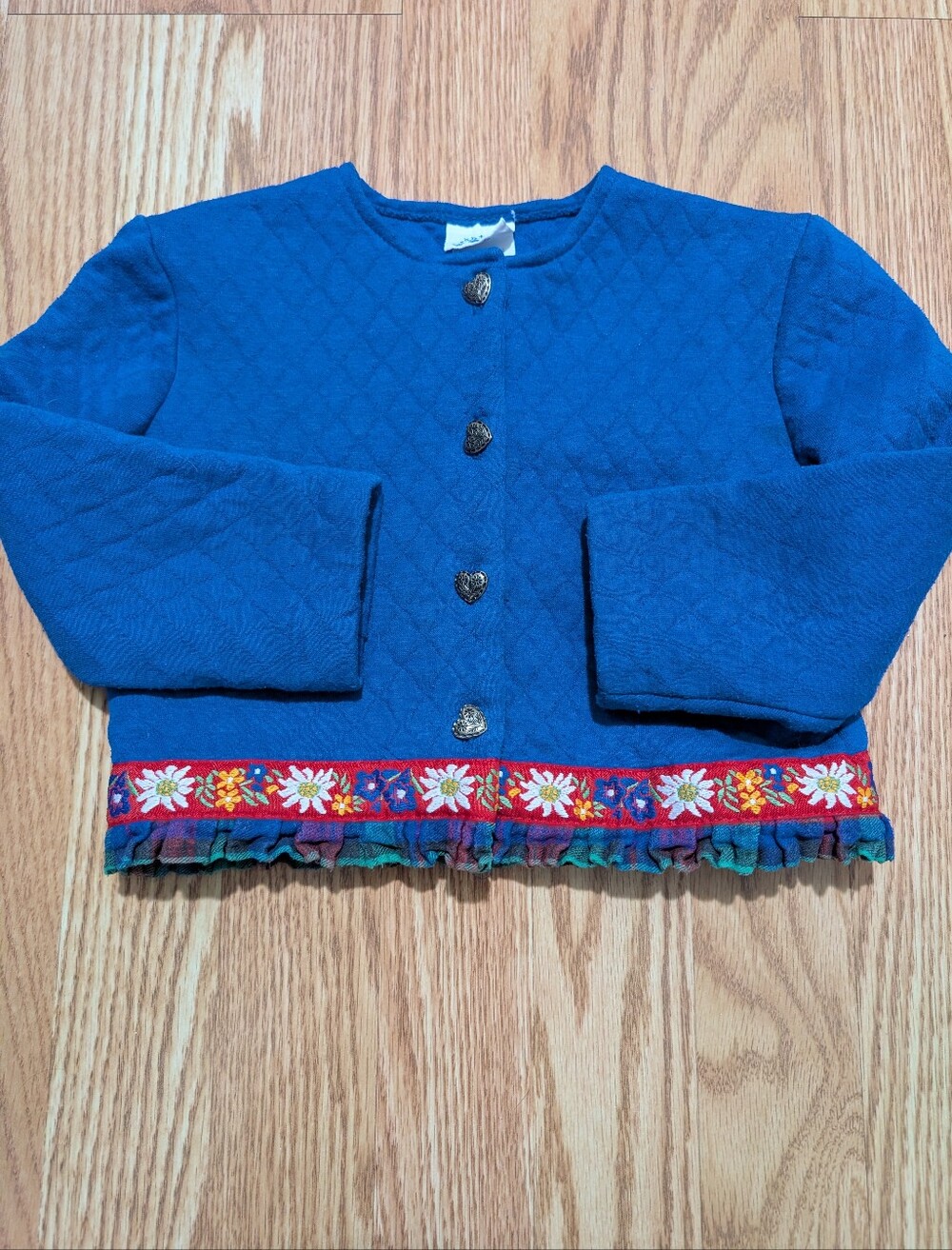 Vintage Hartstrings 90's Quilted Girls Cardigan 4 USA Grandmacore